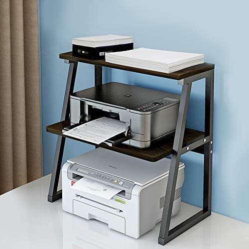 Deston Printer Stand with 3-Tier Storage Shelves, Large Size Multi-Purpose Desktop Organizer for Printer, Copier, Scanner, Files, and Books, 3 Layers Shelves with Steel Frame for Home and Office 2