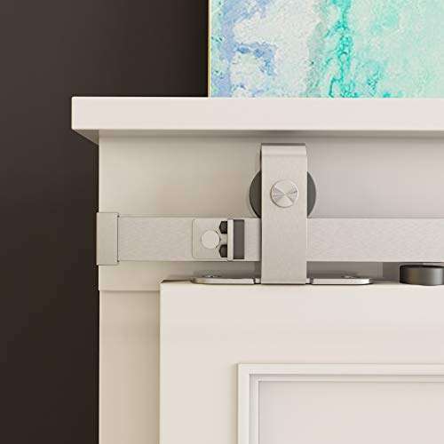 Architectural Products 48" Mini Barn Door Hardware Kits for Double Cabinet Doors Top Mount Design in Stainless Steel FSDH-TOPMT-SS-4-DD trimmable Down to 43" 6