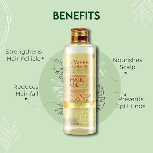 Jovees Herbal Bringraj & Olive Bio- Advanced Hair Oil |For Dry & Damaged Hair Reduces Dandruff and Hairfall |With Bhringraj Oil, Olive Oil, Jojoba Oil 200ml Pack of 2 3