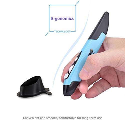 Wireless Optical Pocket Pen Mouse,Promi 2.4 Ghz USB 3.0 Wireless Optical 2-in-1 Digital Pen Mouse & Adjustable 800/1200/1600 DPI,Ergonomic Mouse for MacBook Notebook Desktop (Blue) 4