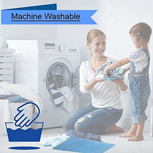 KINTIN Non-Slip Bathroom Mat, Bathtub Mat, Shower Mat for Toilet, Kitchen, Bathroom, Shower with Anti Slip Suction Cups- Blue 5