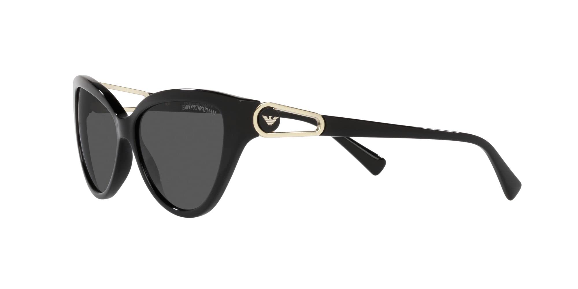 Emporio Armani Women's EA4192 Cat Eye Sunglasses, Shiny Black/Dark Grey, 57 mm 4
