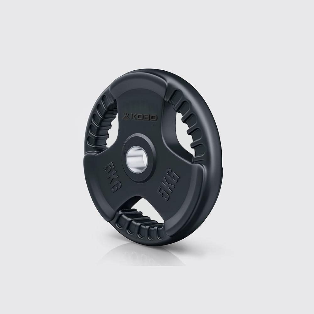 Kobo RP-5 Rubber Tri-Grip Weight Plate, 5Kg Set of 2 (Black)