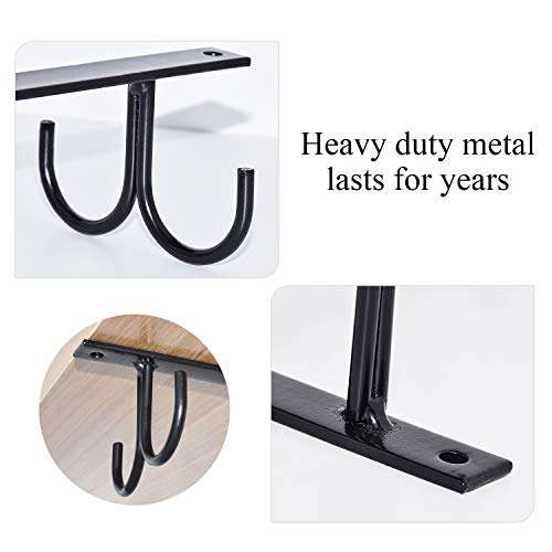 Mocoum Under Cabinet Mug Rack, Rustic Mug Organizer Rack Cup Holder Under Shelf 12 Hanging Hooks Rack for Mugs, Coffee Cups and Kitchen Utensils Display (Black-3 Pack-12 Hooks) 5