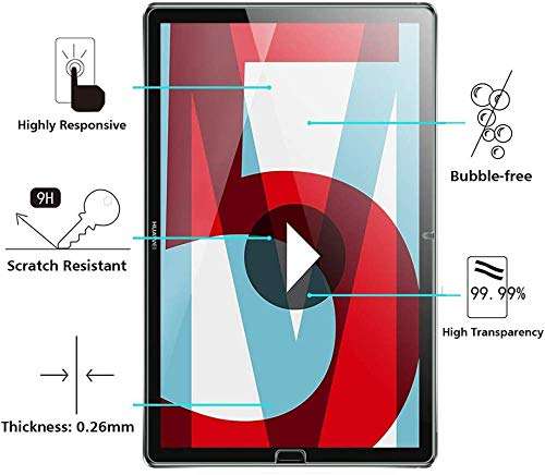 Fitsmart Shockproof Armor Heavy Duty Dazzle Case with Stand Double Protective Back Cover + 1 Tempered Glass for Huawei BAH2-W19 - Black (Combo Pack) 3