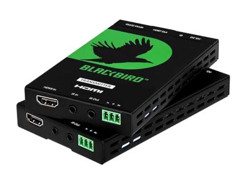 Monoprice 4K Pro HDBaseT Extender Kit, IR, 70 Meters with PoC, Over Cat6, RS232, HDCP 2.2, Black - Blackbird Series 4