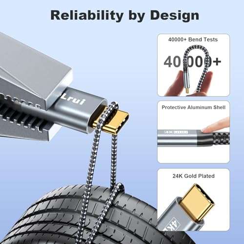 USB C to USB C Cable, [10FT 2-Pack] USB 3.2 Gen 2x2 USB C Cable, 4K UHD, 100W Fast Charging, 20Gbps Type C Cord for Meta/Oculus Quest, iPhone 16, MacBook, USBC Monitors/Portable Monitors, Webcam 5