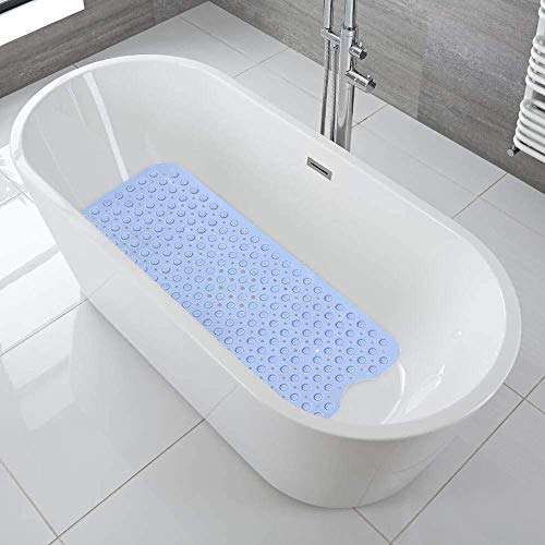 RIGJAK Door mat Bathroom Non-Slip Shower Bath Mat with Suction Cups and Drain Holes Bathtub Mat Anti Skid Bathroom Mat (Blue,100 x 40 cm) 3