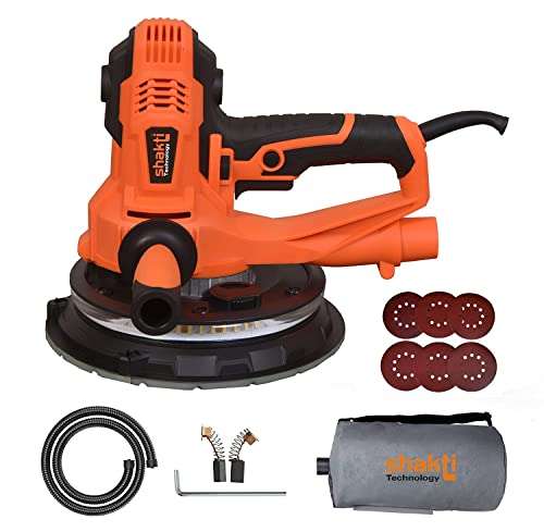 Shakti Technology DS-11 Dry Wall Sander with Vacuum and LED with Side Handle and Dust Collecting Bag, 800W, 2300RPM,180MM - 6 Months Warranty