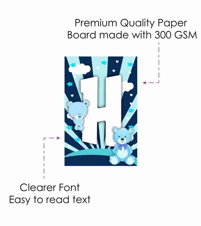 Partyzon Blue Teddy Bear Theme Happy Birthday Kids Banner for Birthday Decoration Backdrop and Theme Party with Ribbon 5