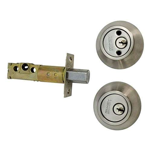 RI-KEY SECURITY - Double Sided DeadBolt Lock Entry Door Keyed Cylinder with Keys Stainless Steel 6