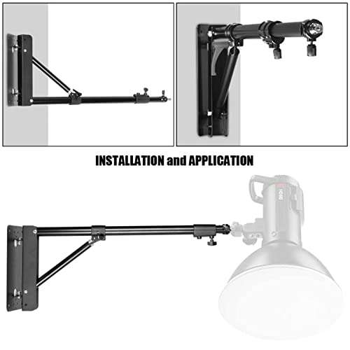 Fotoconic Triangle Wall Mounting Boom Arm Light Stand for Photography Studio Video Strobe Flash Lighting, Max Length 51.2 inches/130cm, 170 Degree Up and Down, 160° Left and Right 4