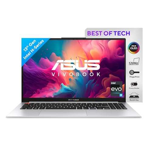 ASUS Vivobook S 15 OLED (2023), Intel Core EVO i9-13900H 13th Gen, 15.6" (39.62 cm) 2.8K 120Hz OLED, Thin & Light Laptop (16GB/1TB SSD/Iris Xe/Win 11/Office 2021/75WHr/Silver/1.7 kg) S5504VA-MA953WS 1