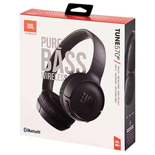 JBL Tune 570BT On-Ear Wireless Bluetooth Headphones with Pure Bass Stereo Sound, Includes Cleaning Cloth - Black(JBLT570BTBLKAM-CC) 6