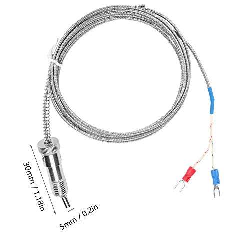 Thermocouple Probe, M12*1.5 K Type Thermistor Temperature Sensor Probe Bayonet Compression Spring 0~400℃ Temperature Sensor Wire(3m) 4