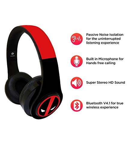 Macmerise Face Focus Deadpool Wireless Bluetooth On Ear Headphones with Mic (Multicolour) 3