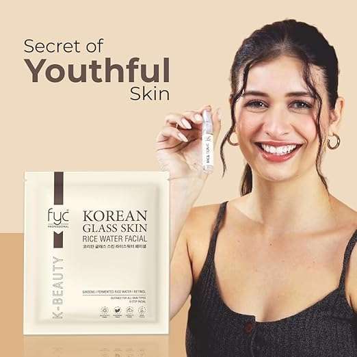 FYC Professional Korean Glass Skin Rice Water Facial Kit – 9 Step Brightening, Hydrating & Anti-Ageing Facial Kit for Women | Bridal Glow, Whitening & Salon Facial Ritual (183g) 5