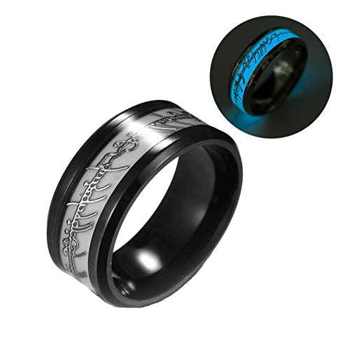 Glow in The Dark One Ring Band for Men by Ginger Lyne | 8mm Wide Stainless Steel Wedding Rings for Women | Couples Matching Black Wedding Bands | Gifts for Birthday or Holidays 6