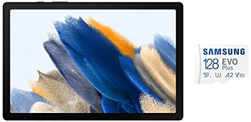 Samsung Galaxy Tab A8 10.5 inches Display, RAM 4 GB, ROM 64 GB Expandable, Wi-Fi+LTE Tablets, Gray & EVO Plus 128GB microSDXC UHS-I U3 130MB/s Full HD & 4K UHD Memory Card with Adapter