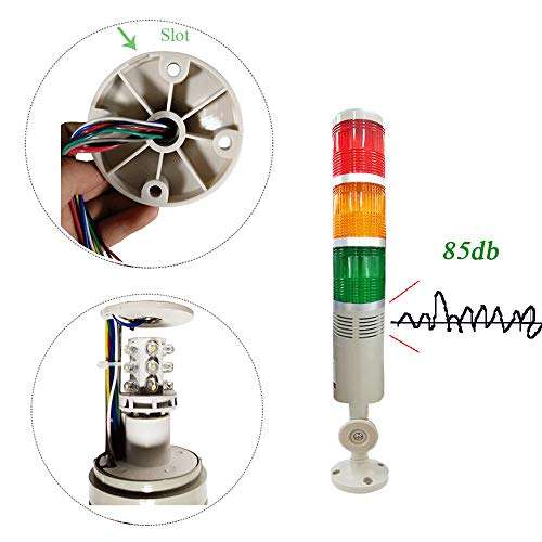 YJINGRUI LED Industrial Signal Tower Light 3 Layers Flash LED Light with Buzzer Alarm Warning Lamp for CNC Machines (DC12V) 4