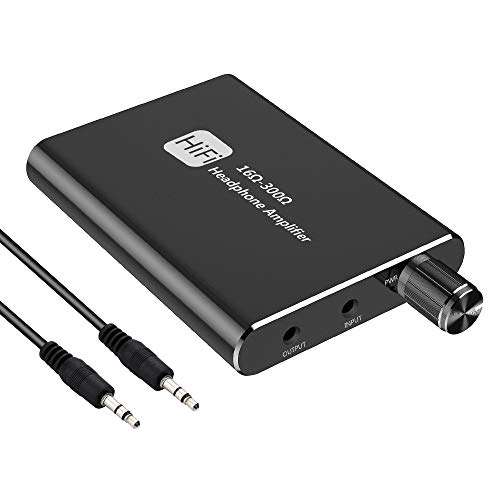 TaiHuai Headphone Amplifier, Portable HiFi Headphone Amp, 3.5mm Stereo Audio Out, Supports 16-300 Impedance, Black, For Music, Compatible with Devices with 3.5mm Headphone Jack, Remote Control 1