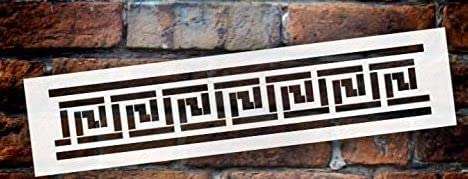 Ivana's Greek Key Meander Wall Tile Stencil | DIY Backsplash Border Floor Home Decor | Craft & Paint Wood Sign | Reusable Mylar Template | Size (15 inches x 3.5 inches) 3
