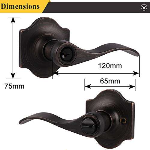 Probrico Keyed Entry Door Locks Camelot Style Wave Door Levers Oil Rubbed Bronze Stainless Steel Door Handles Interior & Exterior Door Locksets for Left & Right Hand Doors (85061OB) 4
