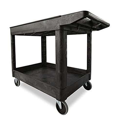 Rubbermaid FG452089BLA Heavy-Duty Flat Handle 2 Shelf Cart, 45.94" x 10.46" x 10.46" 2