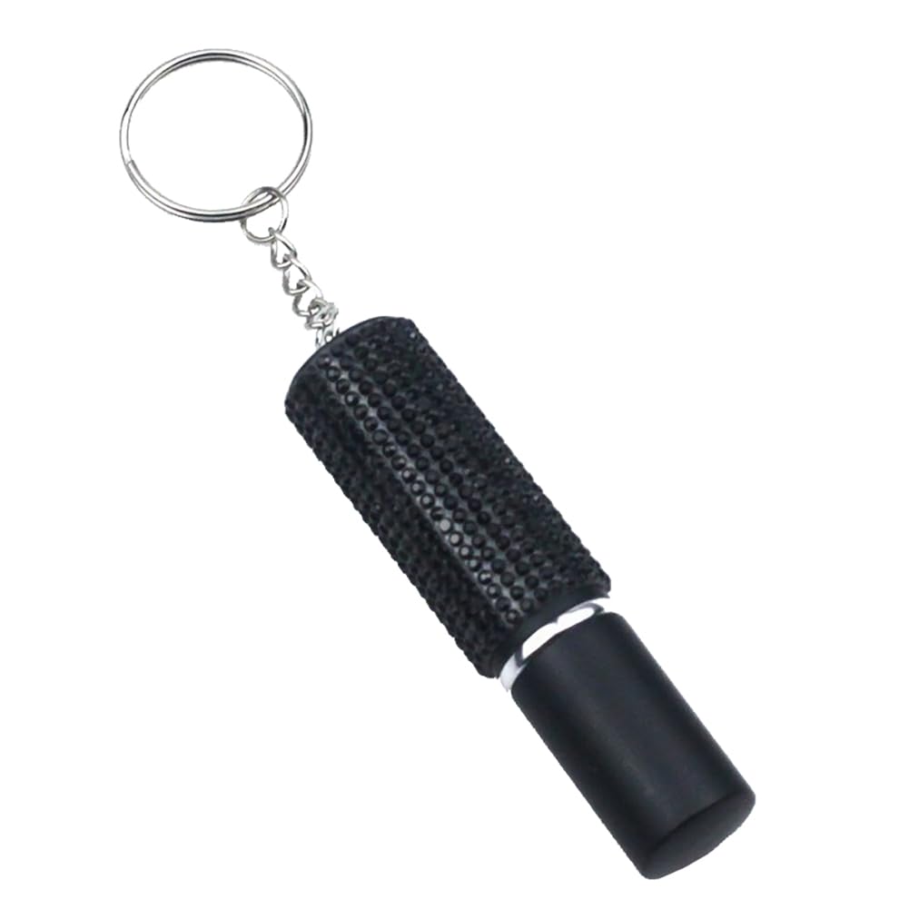 KDUPUP Glitter Crystal Portable Perfume Bottle for Travel, 5ML Empty Rhinestone Perfume Atomizer Bottle with Key Ring, Bling Cosmetic Perfume Bottle Essential Oil Bottle (Black) 1