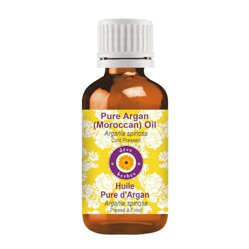Deve Herbes Argan (Moroccan) Oil (Argania spinosa) | Cold Pressed | Pure | Natural | For Diluting Essential oils | For Hair, Skin & Massage | Non-Sticky | Lightweight | Unisex | 50ml (1.69 oz) 1