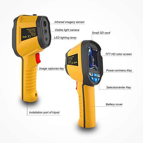 HT-04D Infrared (IR) Thermal Imager Imaging Camera 2.8" Full Angle Color Display, Infrared Image Resolution 120 x 160-Temperature Measurement Range -20°C-450°C,IR Thermal Imager 5