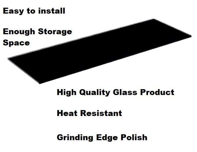 Naha Decor CRAFT STUDIO Rectangle Black Glass Shelf for Bathroom/Kitchen Shelf/Living Room Multipurpose Wall Shelf (Size - L 44.5 cm/W 15.24 cm & 6 mm Thickness) Pack of 3 6
