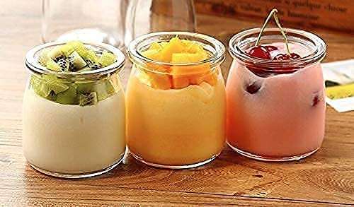 SKILLFUL Yogurt Pudding Glass Jars With Plastic Lids Mini Cup Small Glass Bottles Desserts Decorations (6 PCs /100 ml ) 3