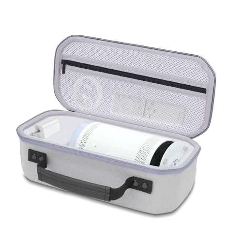 HESPLUS Hard Travel Carrying Case for Samsung The Freestyle Projector 1st / 2nd Gen 2023 Model, Portable Shockproof Storage Case with Mesh Pocket for Power Cable, Remote Control, Gray 1