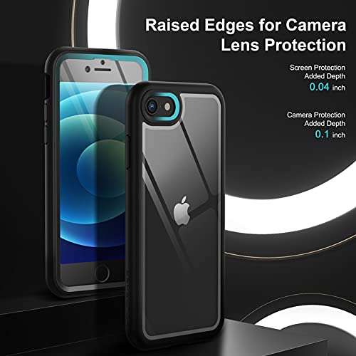 YOUMAKER Aegis Designed for iPhone SE 2020 Case/iPhone 7 Case/iPhone 8 Case, Full-Body with Built-in Screen Protector Rugged Clear Case for iPhone SE 2020/7/8 4.7 Inch-Black 5