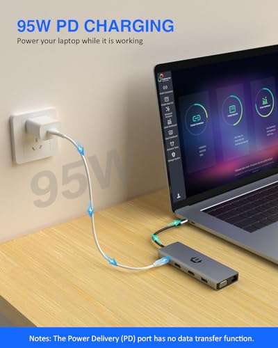 USB C Hub, TOTU 13-in-1 USB C Docking Station with Ethernet, 4K USB C to 2 HDMI, VGA, 2 USB 3.0, 2 USB 2.0, 100W PD, SD/TF Cards Reader, Mic/Audio Docking Station for XPS and Other USB C Devices 3