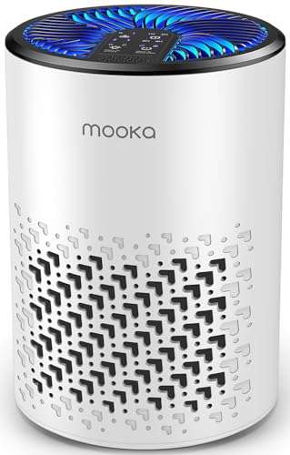 Air Purifiers for Bedroom Home, MOOKA HEPA Air Purifier for Home Pets with Fragrance Sponge for Smoke Dust Pollen Dander Odor, Small Air Cleaner with Sleep Mode Night Light Timer, KJ067L, White 1