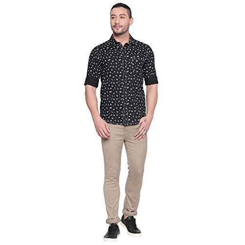 Mufti Men's Slim Fit Shirt (MFS-10707-J-01- Black L) 6