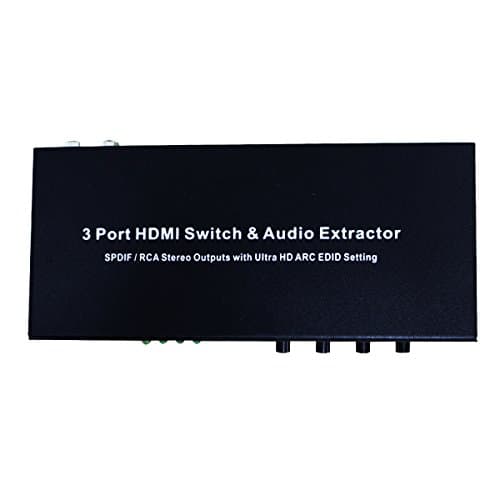 3port HDMI to HDMI+Audio (SPDIF+L/R),3 Port Switch HDMI Audio Extractor SPDIF/RCA Stereo Outputs Whith Oltra HD ARC EDID Setting