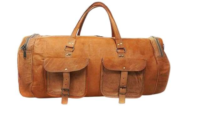 Anshika International Leather 26 Inch Vintage Cabin Luggage Travel Duffle Bag for Men and Women 1