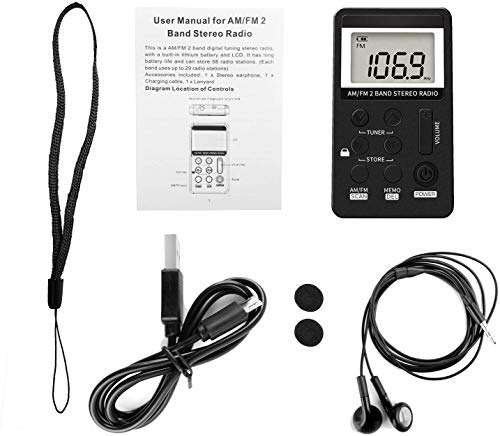 Personal AM/FM Pocket Radio Portable VR-robot, Mini Digital Tuning Radio, with Rechargeable Battery, Earphone, Lock Screen for Walk/Jogging/Gym/Camping 6
