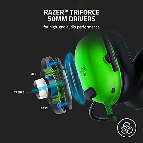 Razer BlackShark V2 X Gaming Headset: 7.1 Surround Sound - 50mm Drivers - Memory Foam Cushion - for PC, PS4, PS5, Switch - 3.5mm Audio Jack - Green 2