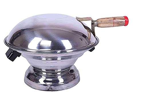 AquaDart Aluminum Tandoor Bati Maker Baking Oven, 25 x 25 x 35 cm, Silver Gas Tandoor, Barbecue Grill Food Steamer Cookware Set (Aluminium, 1 - Piece)