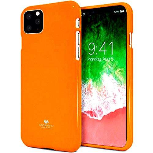 Mooya Jelly Series [Thin Slim] Phone Case [Flexible] Pearl Glitter Jelly [Drop Protection] Reinforced TPU Case [Lightweight] Bumper Cover for（iPhone 11 Pro,Neon Orange 1