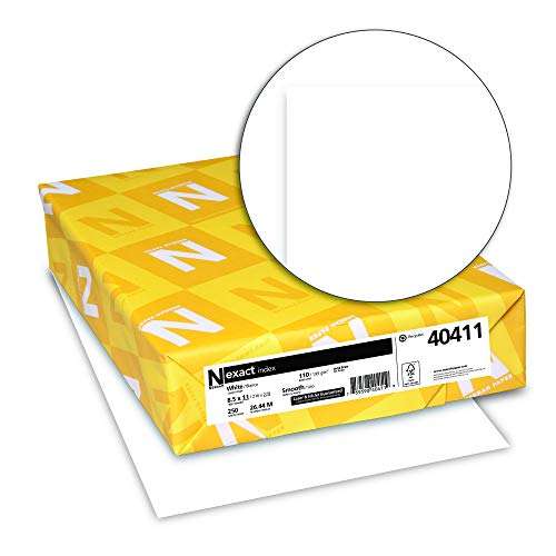 Neenah Paper Exact Index Card Stock, 94 Bright, 110 lb Index Weight, 8.5 x 11, White, 250/Pack 1