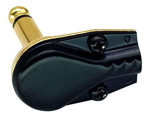 AAOTOKK 90 Degree 6.35MM Adapter Golden Plated Right Angle 6.35mm 1/4 Inch TS Mono Male Flat Pancake Style Plugs Connectors for Speaker,Patch Cable,Guitar.(4 Pack) 4