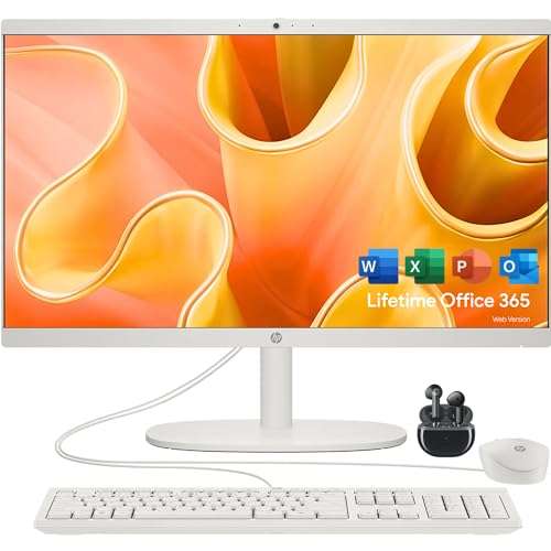 HP 22" FHD All-in-One Desktop Computer - Latest 13th Gen Intel Quad-Core - Office 365 for The Web - 8GB DDR5 RAM - 128GB UFS Storage - Wireless Earbuds - Keyboard and Mouse 1