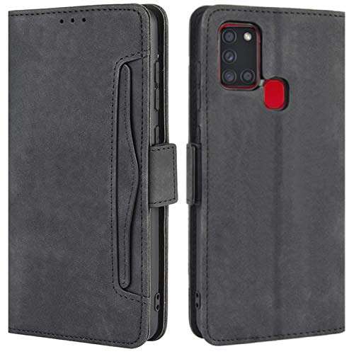 HualuBro Samsung Galaxy A21S Case, Magnetic Full Body Protection Shockproof Flip Leather Wallet Case Cover with Card Slot Holder for Samsung Galaxy A21S Phone Case (Black) 1