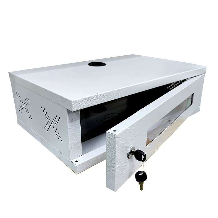 Zuumstar CCTV/DVR Cabinet Box/Network Folding Rack/NVR - Server Folding Rack/CCTV Camera Box with Lock/dvr Box for CCTV - (30D x 50W x 15H) - 2U - Transparent Glass Door Cabinet - (Metal) 1