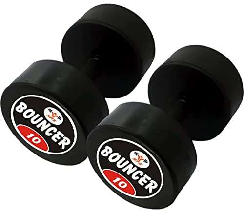 SFZ Bouncer Dumbbell 10kg Set / 10kg×2 piece/Rubber Coated Dumbell With Ergonomic Grip For Begginers and Advance User/Home Gym Kit Equipment Exercise Dambal 20kg Weight 2